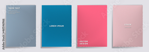 Semicircle lines halftone grid covers vector set.