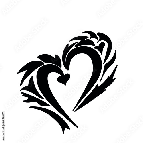drawing of a black heart on a transparent background. Fatal love.