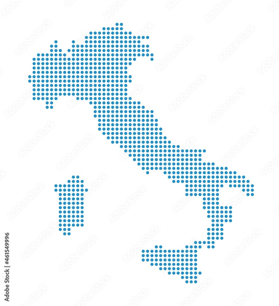 Outline map of Italy from dots