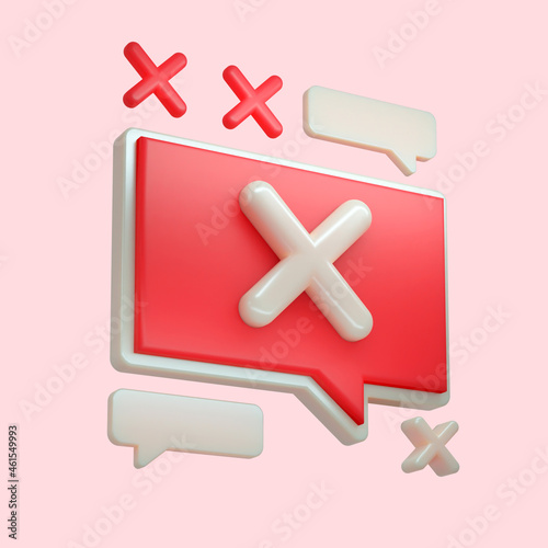 3d icon poster for social media, isolated sticker on a plain background, bubble with deviation sign