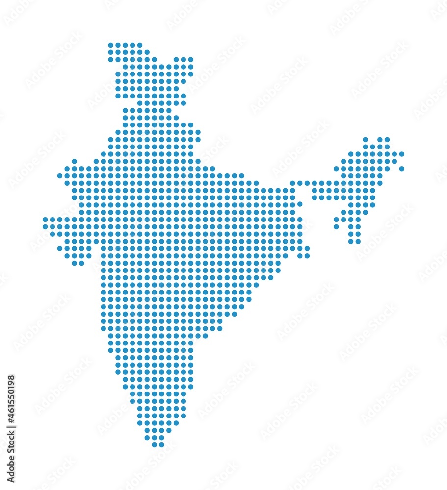 Outline map of India from dots