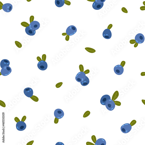 Seamless pattern with blueberries on a white background. Blueberry.