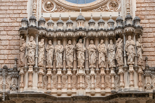 Facade of the entrance to the Basilica of Montserrat in Barcelona, catalonia, spain