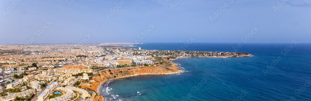 Aerial view horizontal image Dehesa de Campoamor beach. Spain