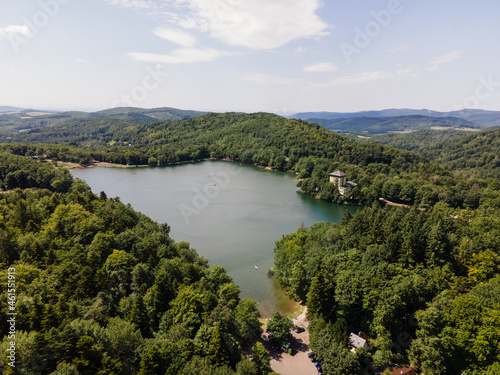 Aerial view of Lake Pocuvadlo in the locality of Banska Stiavnica in Slovakia © Peter