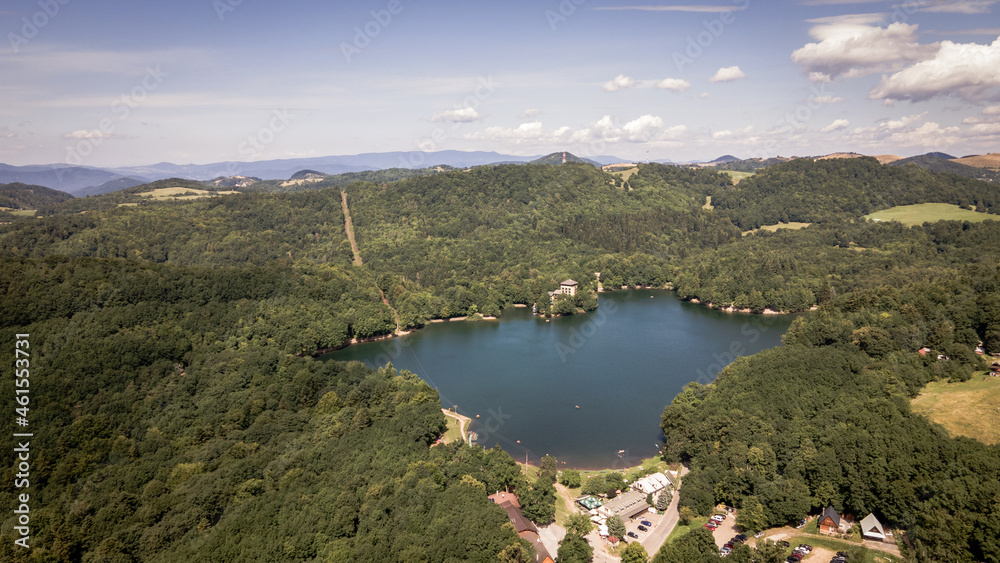 Aerial view of Lake Pocuvadlo in the locality of Banska Stiavnica in Slovakia