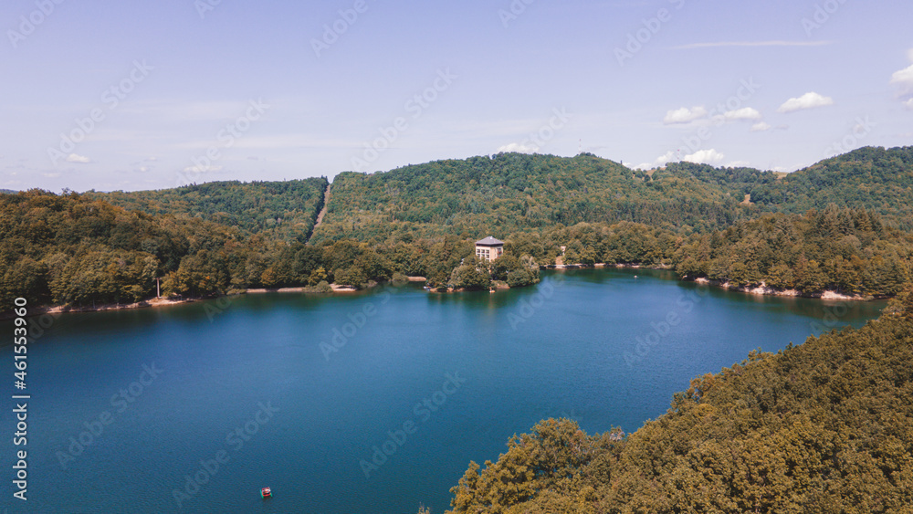 Aerial view of Lake Pocuvadlo in the locality of Banska Stiavnica in Slovakia