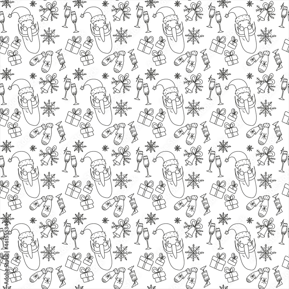 Funny Christmas and New Year doodle geometric seamless pattern Funny Christmas and New Year doodle geometric seamless pattern