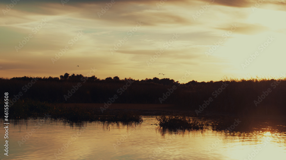 Naklejka premium Sunset over lake
