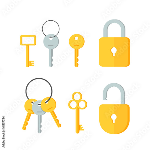 Keys vector set isolated on white background,flat design icon vector illustration