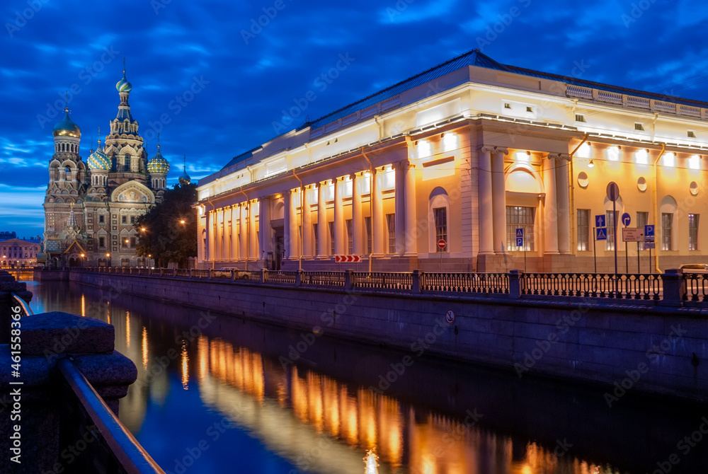 St. Petersburg. Russia. Church of the Resurrection of Christ. Embankment of the Griboedov Canal. White nights.