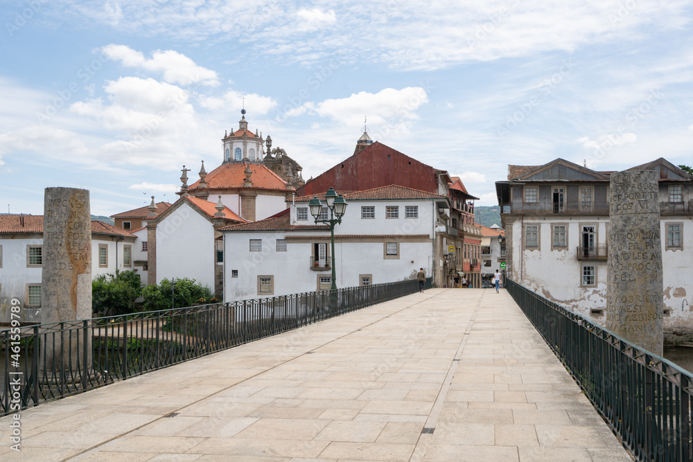 Chaves city historic center in Trajano bridge, Portugal