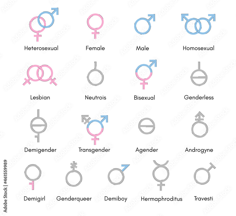 Set of gender vector symbols. Sexual orientation signs. Diversity of ...