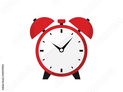 Red alarm clock icon. Red watch vector illustration. 