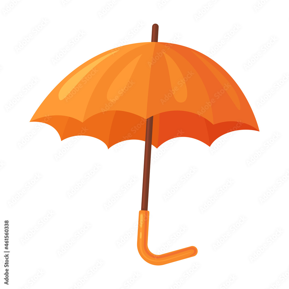 Umbrella. Orange vector umbrella isolated on white background.