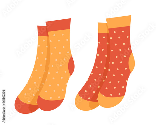 A set of socks. Polka dot socks. Vector autumn picture.
