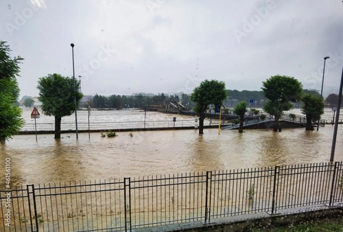 images of rivers in flood, floods and catastrophes linked to autumn rains photo