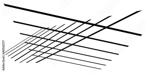 3d spatial grid, mesh, grating and lattice abstract geometric shape, element. Intersecting lines in perspective