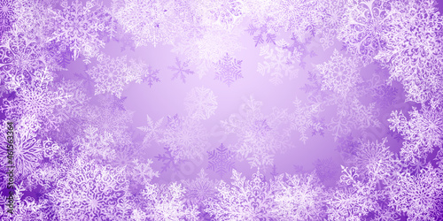 Christmas background of big complex snowflakes in purple colors
