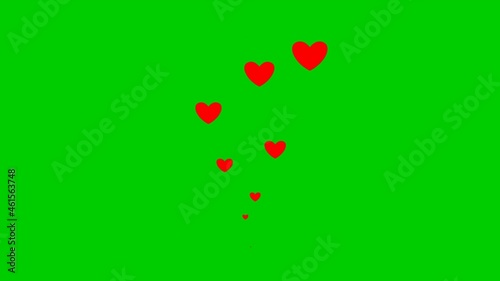 Wallpaper Mural Animated red hearts fly from bottom to top. Concept of love, passion. Fountain from hearts isolated on green background. Torontodigital.ca
