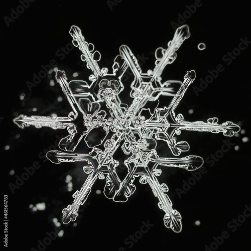 Extreme closeup of natural snowflake