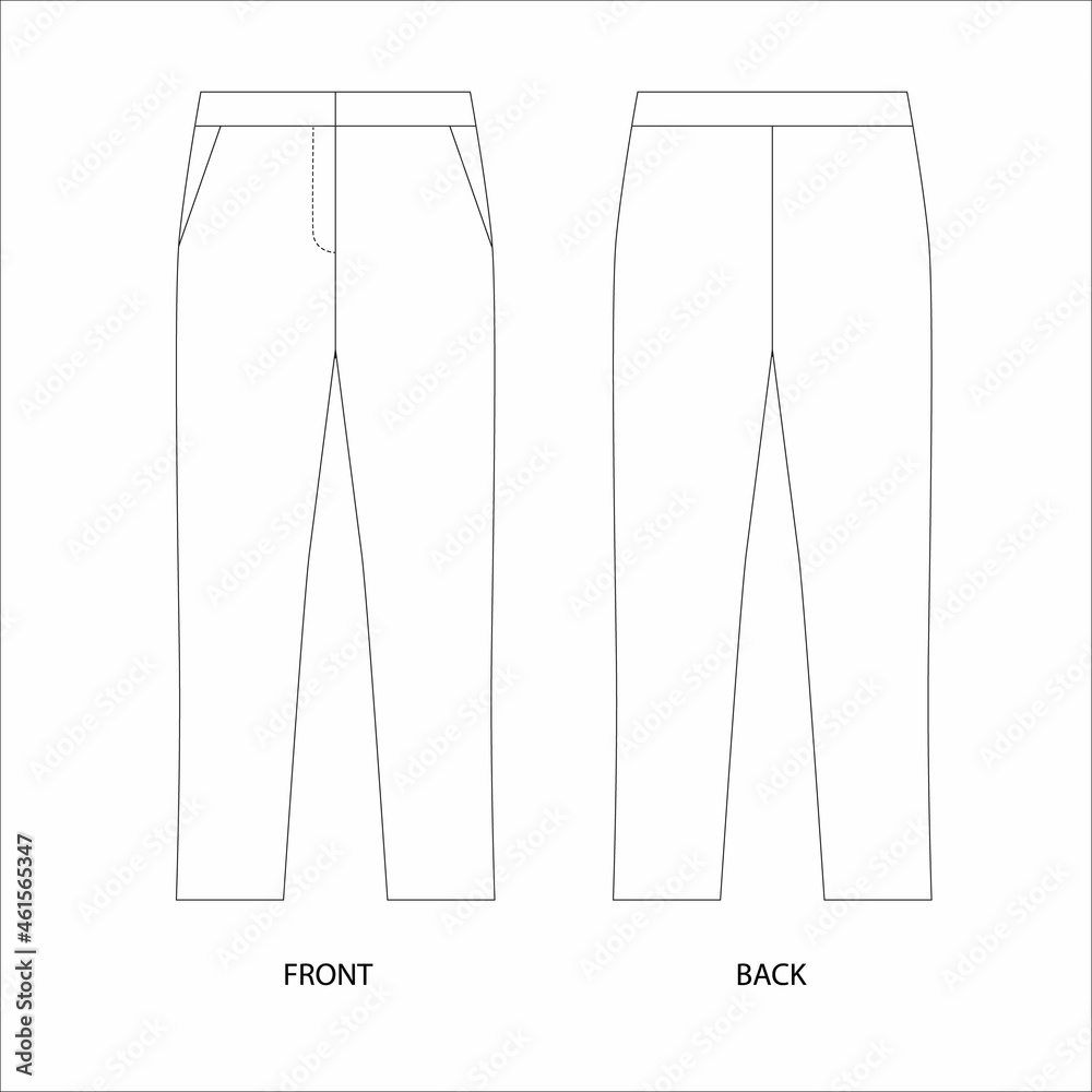 Vector illustration of pants. Straight tight pants design template ...