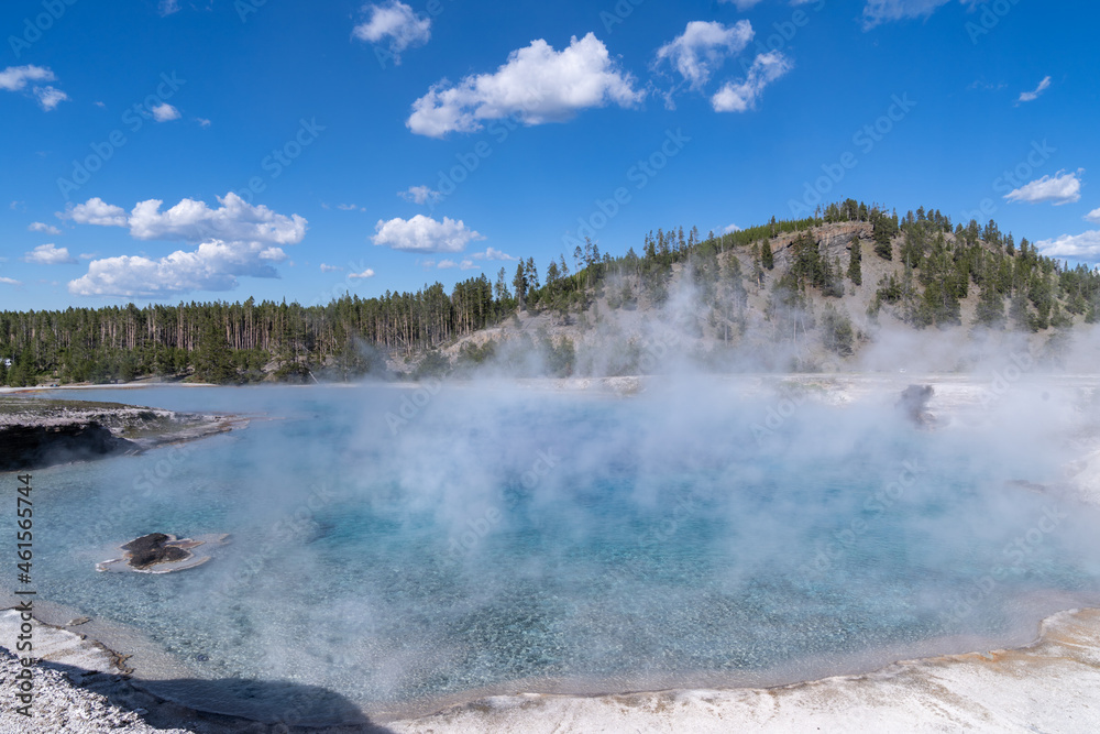 Excelsior Geyser Crater in the Midway Geyser Basin in Yellowstone National Park Excelsior Geyser Crater in the Midway Geyser Basin in Yellowstone National Park