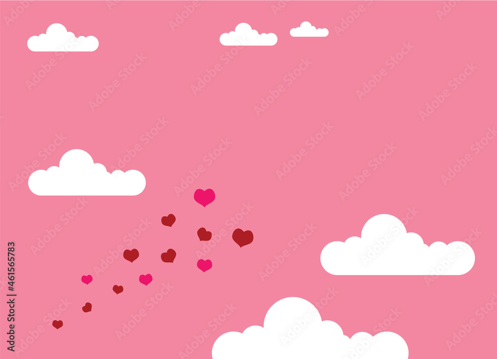 love is in the air, hearts fly in all directions, congratulations on Valentine's Day