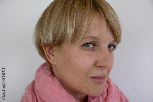 beautiful woman portrait on a light background 