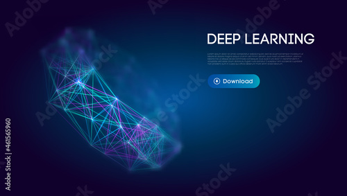 Deep learning science technology background. Network communication ai deep learning. Vector illustration.