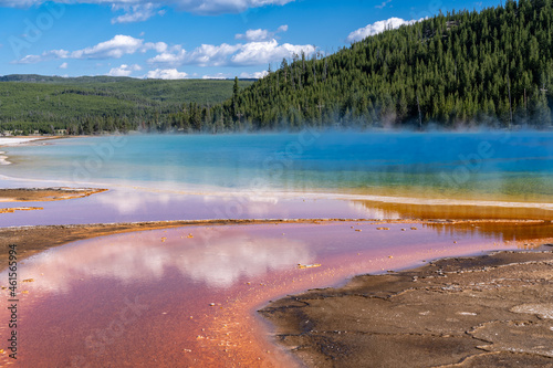 Beautiful abstract view of the colors of Grand Prismatic Spring in Yellowstone National Park