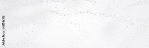 White Gray background. 3d dotted surface. Futuristic landscape. Technology presentation backdrop. Vector illustration