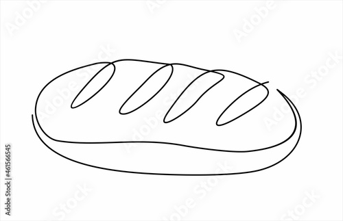 Bread continuous one line drawing minimalism design isolated on white background.