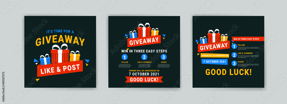 Giveaway poster template design for social media post or website banner.