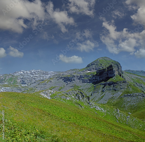 Mountain landscape - alpine karst on the mountain ridge Bzyb, Abkhazia, Caucasus. photo