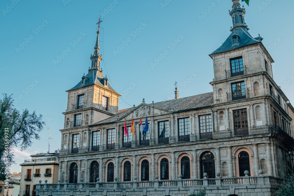 facade of the town hall of the city of toledo, spain