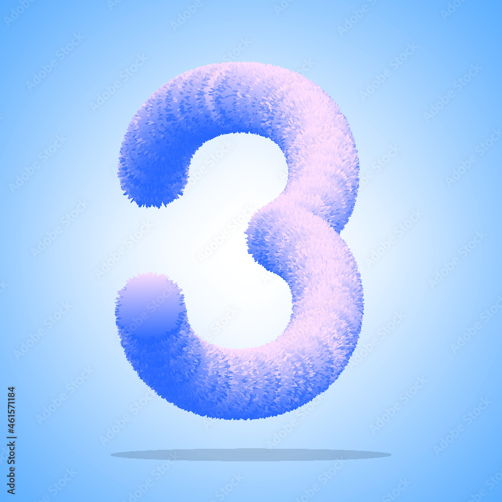 3d illustration of number, Number font 3 made of Real with Precious hairy shape of letter, Greeting celebration with 3d font three and number of Vector design 3d illustration of number, Number font 3 made of Real with Precious hairy shape of letter, Greeting celebration with 3d font three and number of Vector design
