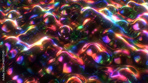 Beautiful Iridescent Rainbow Liquid Spectrum Bubbles Glow Fluorescent - Abstract Background Texture