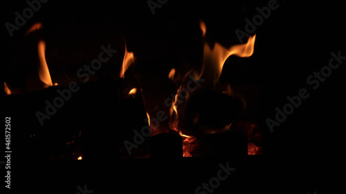 fire burning in the fireplace