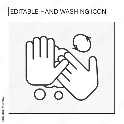 Regulations line icon. Rules of correct hand washing. Circular motion for fingers washing. Hygiena concept. Isolated vector illustration. Editable stroke