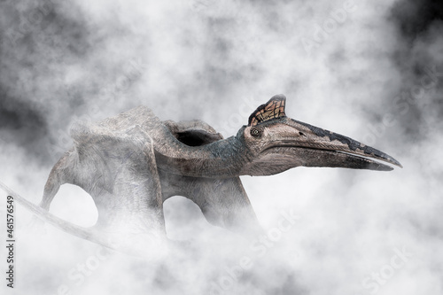  Quetzalcoatlus ,dinosaur on smoke background photo