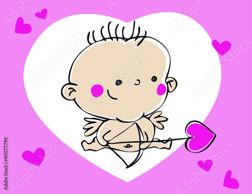 Cute little cupid with bow and arrow