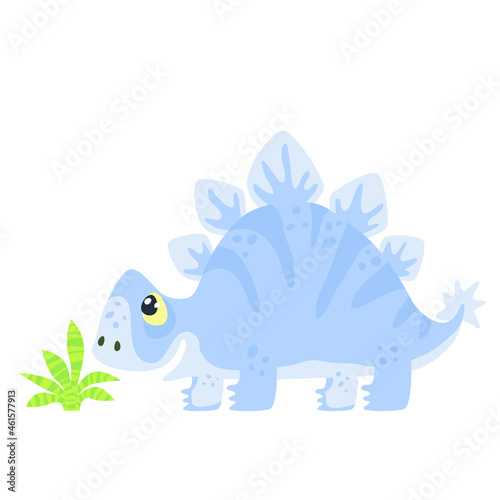 Little cute stegosaurus with bush