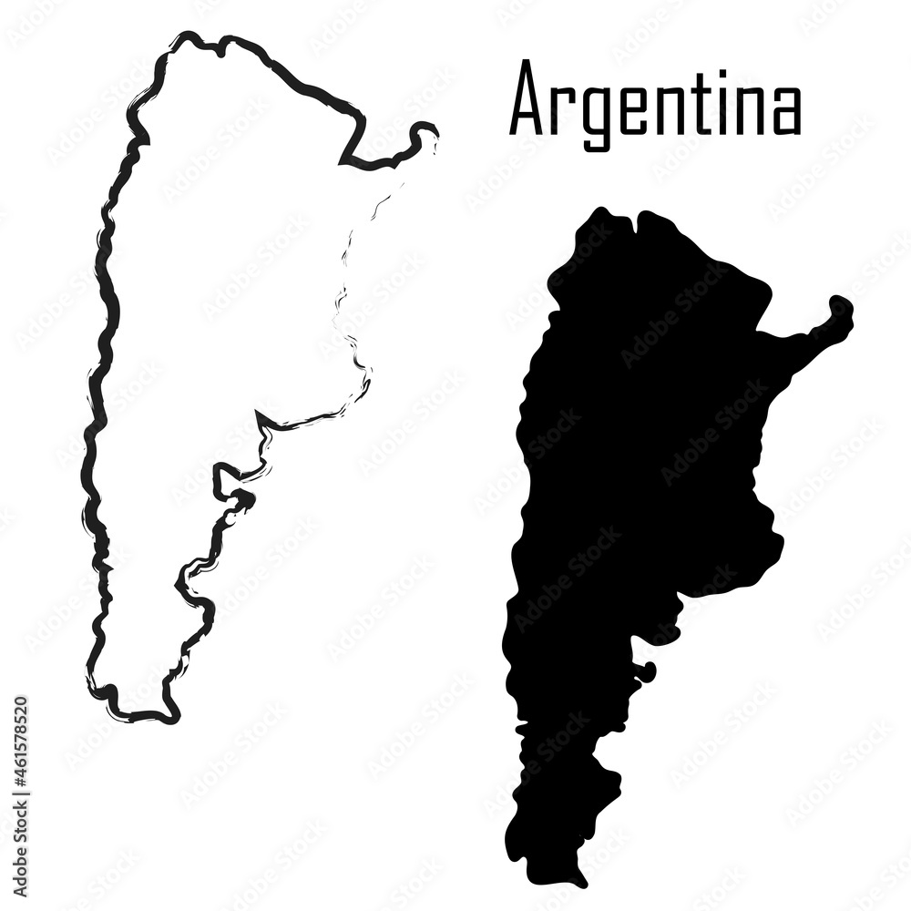 Argentina map, black white vector illustration. Argentina map, black white vector illustration.