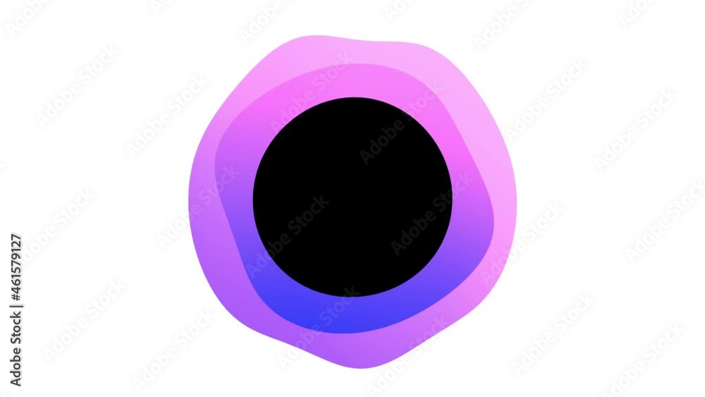 PInk and purple abstract orb frame animation with a black centre, on a white background