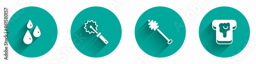 Set Drops of honey, Cutter roll for, Honey dipper stick and Bread with icon with long shadow. Vector