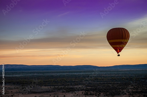 Hot air balloon over the Australian outback near Alice Springs, Northern Territory. © Paul