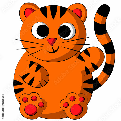 Fototapeta Naklejka Na Ścianę i Meble -  Cute cartoon happy Tiger. Draw illustration in color