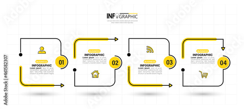 4 Steps Timeline Infographics design template. 