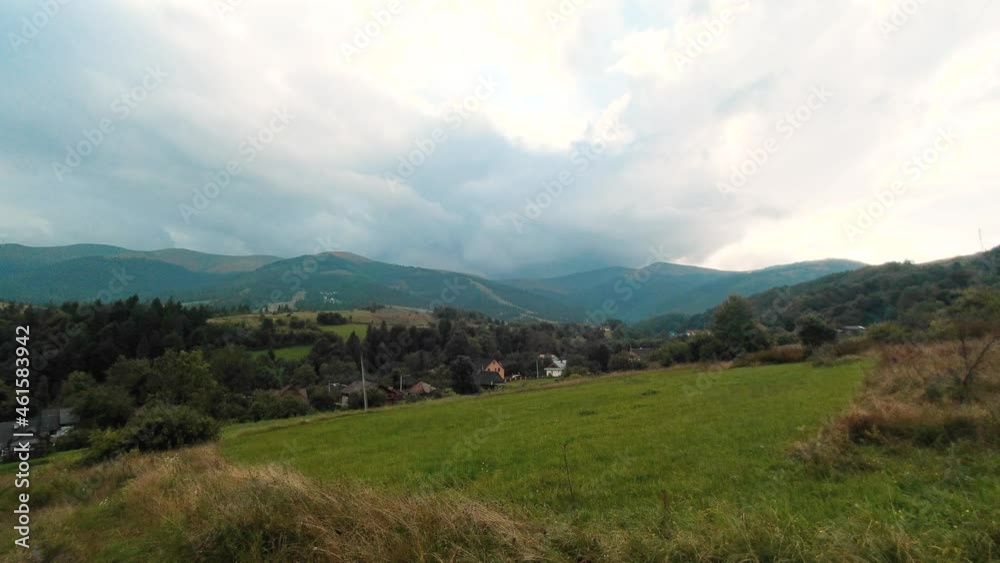 Beautiful landscape in the Carpathians mountains on cloudy day